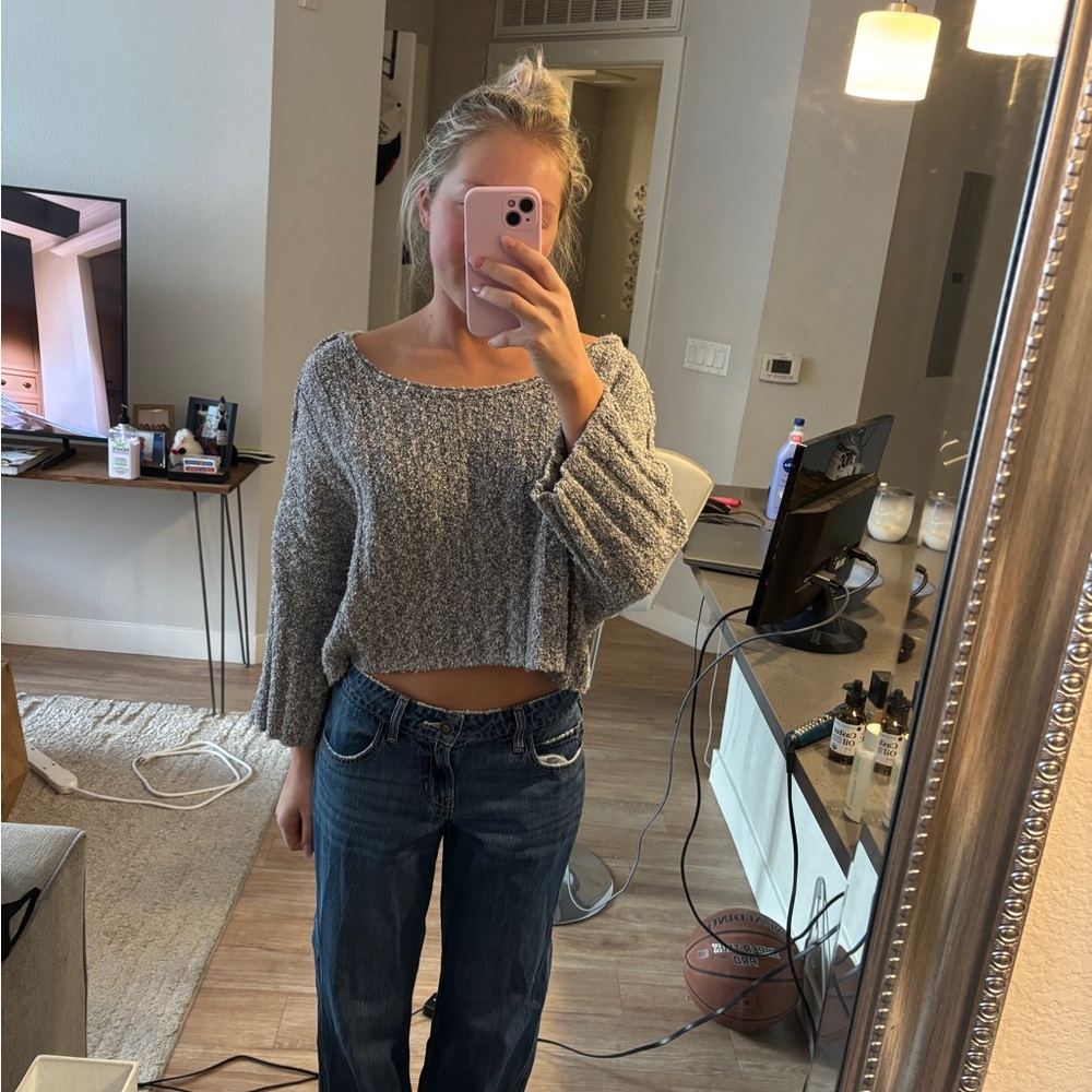 Free People Gray Off-the-Shoulder Sweater - Picture 6 of 6